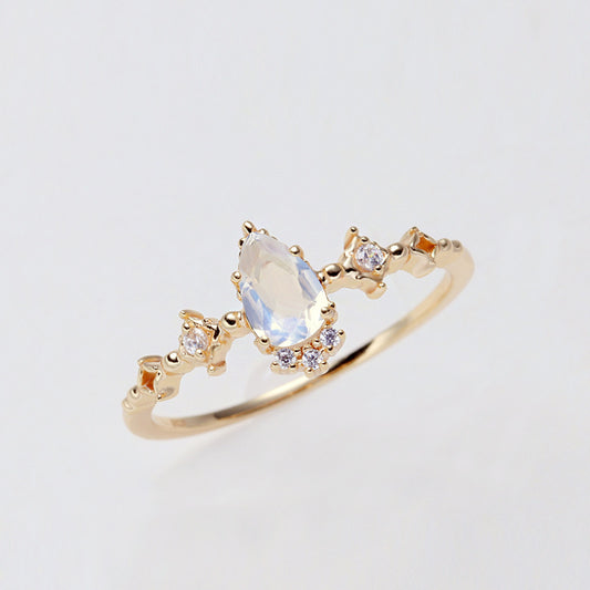 S925 Gold Plated Moonstone Thin Ring Women's Ring Curren