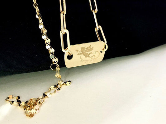 18k gold angel clavicle chain Curren