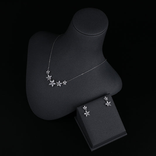 Simple High-end Temperament Petty Cash Earrings Necklace Zirconium Set Curren