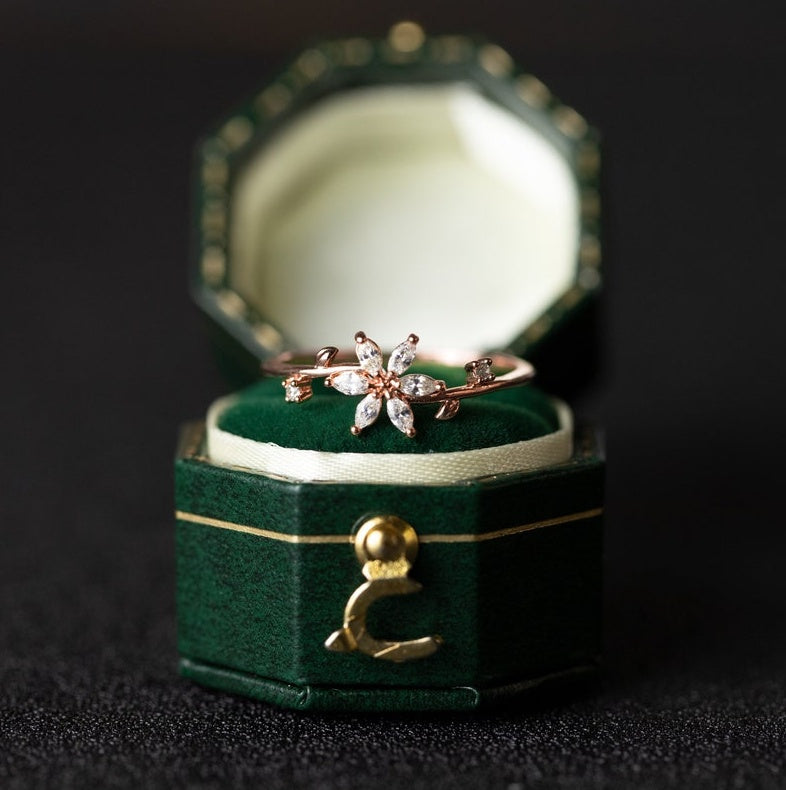 Floral Wedding Band For Women 18K 14K Gold S925 Silver Diamond Ring Curren