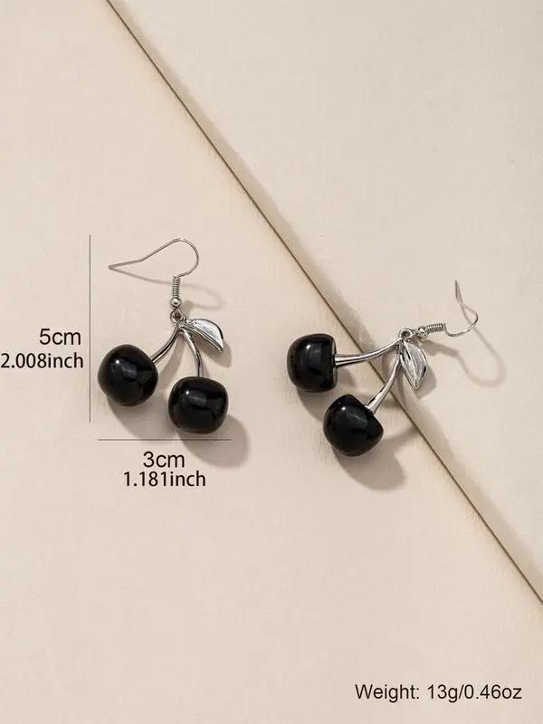 1 Pair Cherry Design Drop Earrings,  Daily Use