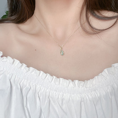 Light Luxury S925 Silver Single Zircon Gem Necklace Extremely Simple Pendant Retro Senior Sense Clavicle Chain Curren