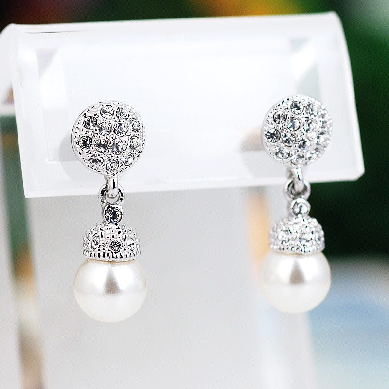 Crystal Pearl Drop Earrings null