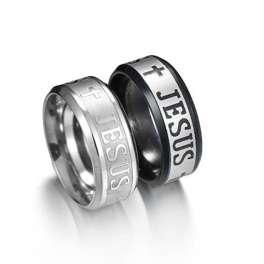 Jesus Cross Stainless Steel Ring Curren