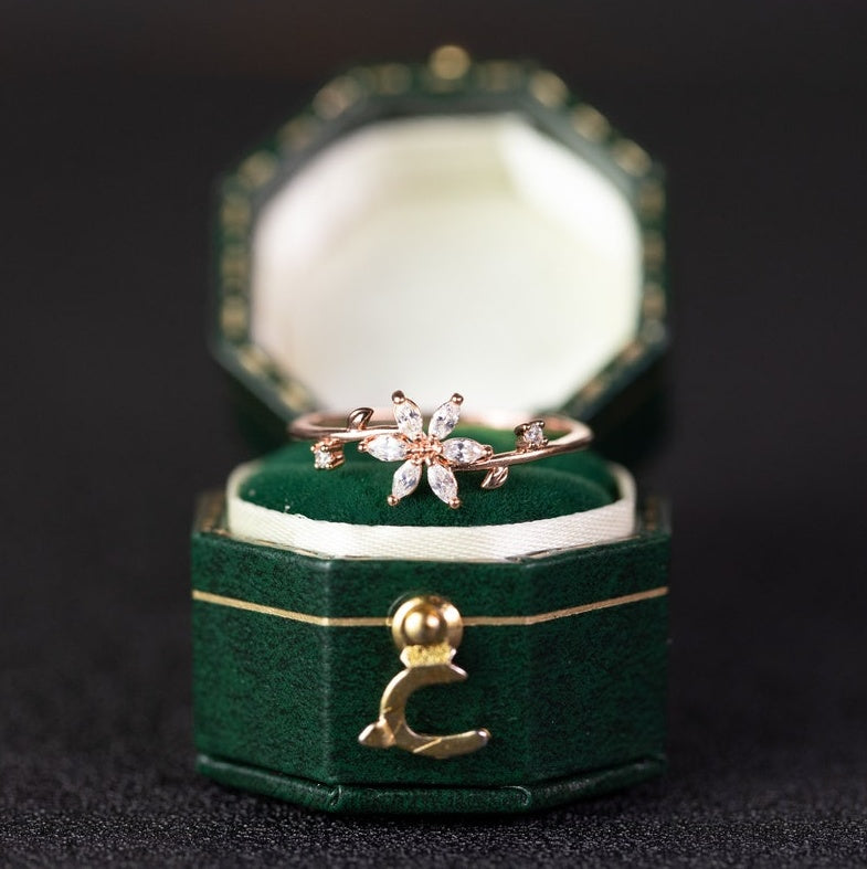 Floral Wedding Band For Women 18K 14K Gold S925 Silver Diamond Ring Curren