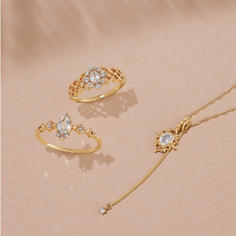 S925 Gold Plated Moonstone Thin Ring Women's Ring Curren