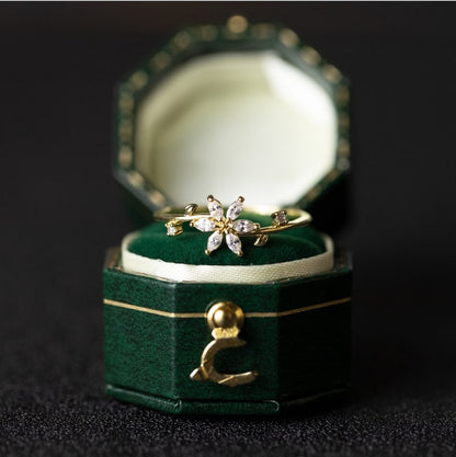 Floral Wedding Band For Women 18K 14K Gold S925 Silver Diamond Ring Curren