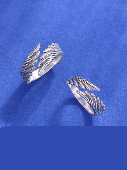 Angel Wings 999 Pure Silver Ring Sterling Silver Couple Ring Curren