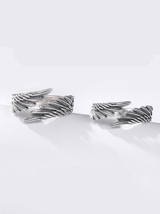 Angel Wings 999 Pure Silver Ring Sterling Silver Couple Ring Curren