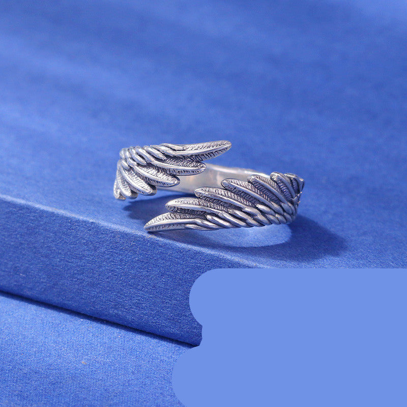 Angel Wings 999 Pure Silver Ring Sterling Silver Couple Ring Curren