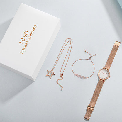 Temperament Wild Five-pointed Star Necklace Bracelet Ladies Digital Watch Curren