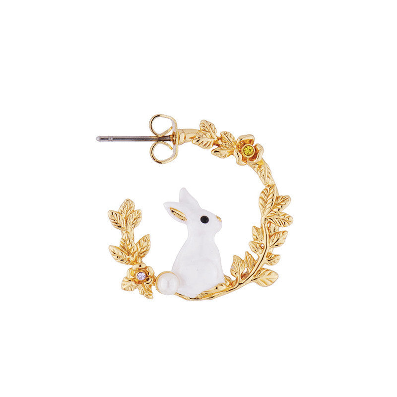 Cute Little White Rabbit Wheat Ear Earrings Curren