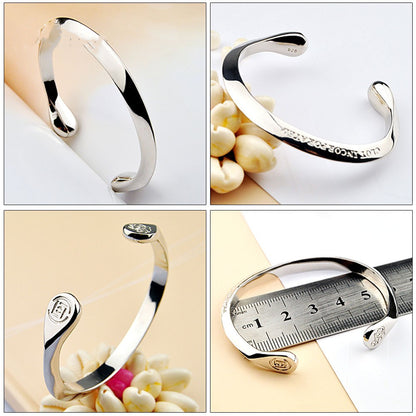 925 Sterling Silver Bracelet Male And Female Students Japanese And Korean Version Of Card SeriesBracelet Simple Edge Silver Bracelet Gift Curren