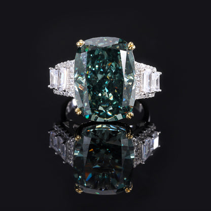 Silver High Carbon Diamond Ice Crushing Cut Fat Ring Curren