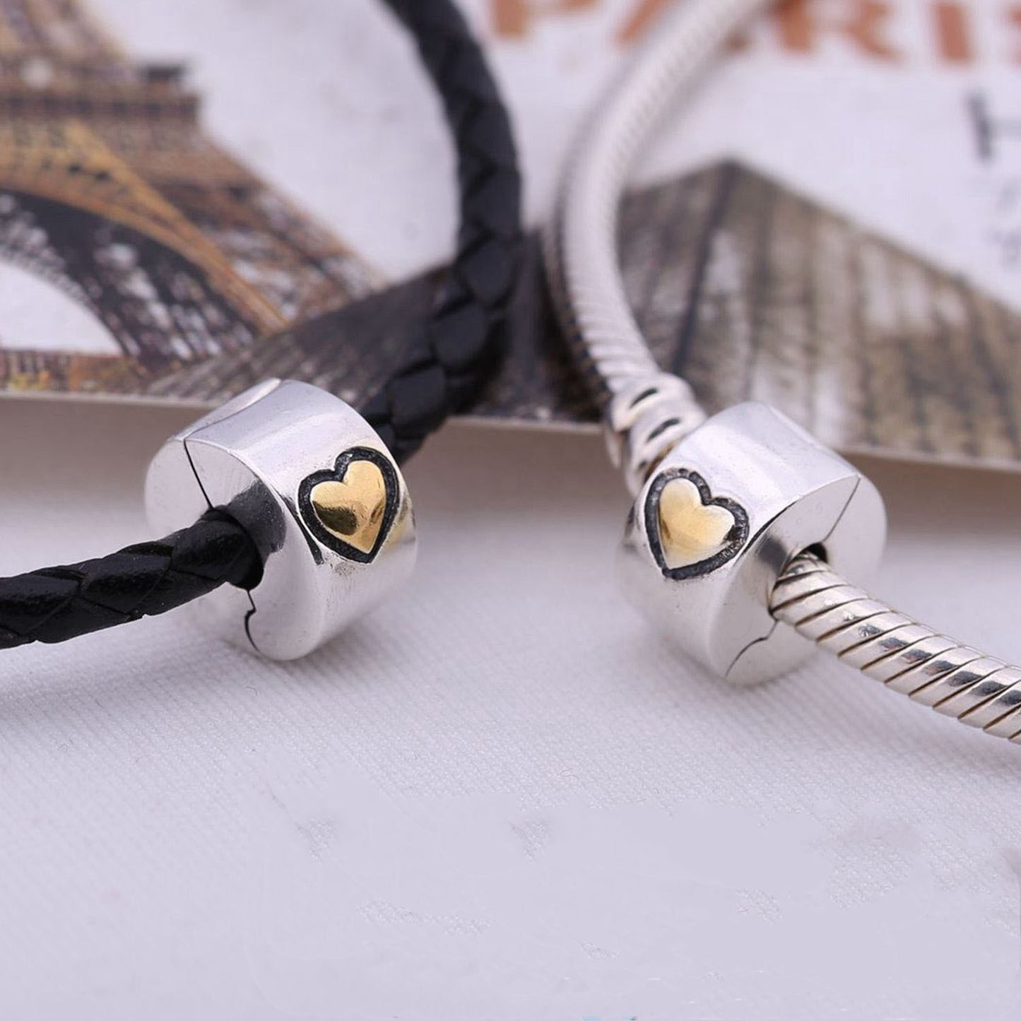 925 silver bracelet heart-shaped color separation buckle null