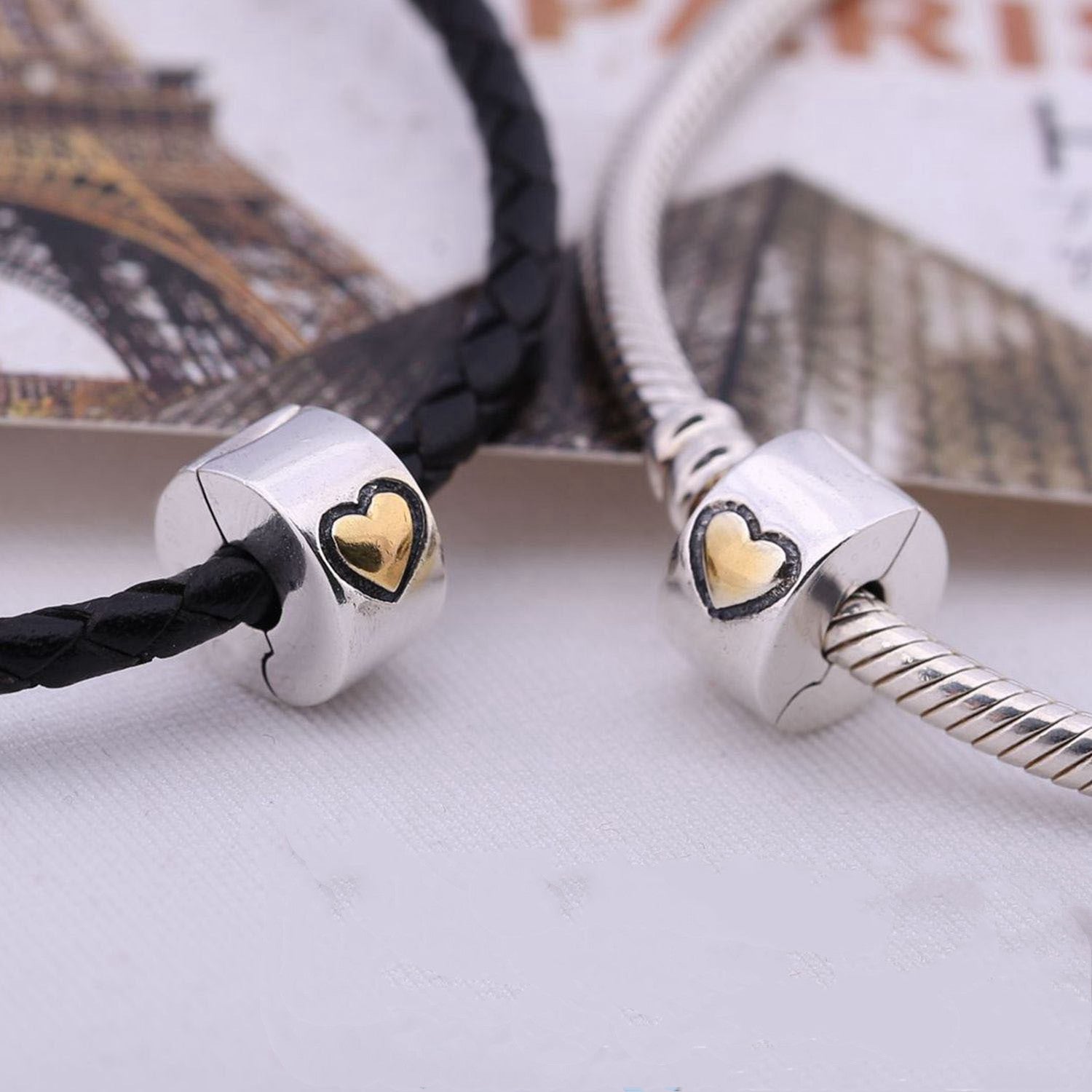 925 silver bracelet heart-shaped color separation buckle null