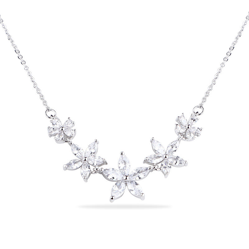 Simple High-end Temperament Petty Cash Earrings Necklace Zirconium Set Curren