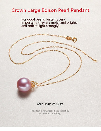 Crown Silver 925 Silver Pendant Pearl Necklace Curren