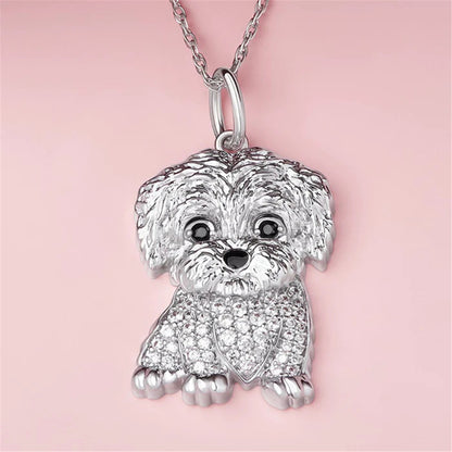 Eco-friendly Zinc Alloy Die Casting Puppy Pendant Necklace Curren