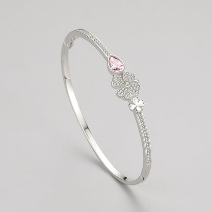 S925 Sterling Silver Clover Bracelet Female Korean Style Curren