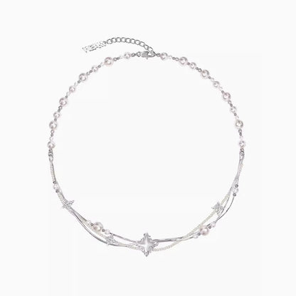 XINGX Series Light Luxury Woven Asterism Necklace High Sense Short Pearl Necklace Curren