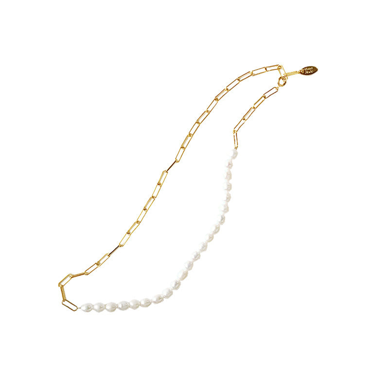 Women's Temperament Natural Pearl Stitching Necklace Curren