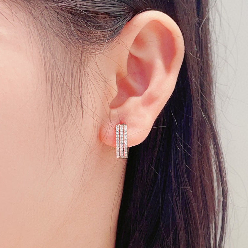 18K White Gold Natural Diamond Earrings Curren