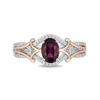 Micro Inlaid Zircon Egg-shaped Amethyst Two-tone Ring Curren