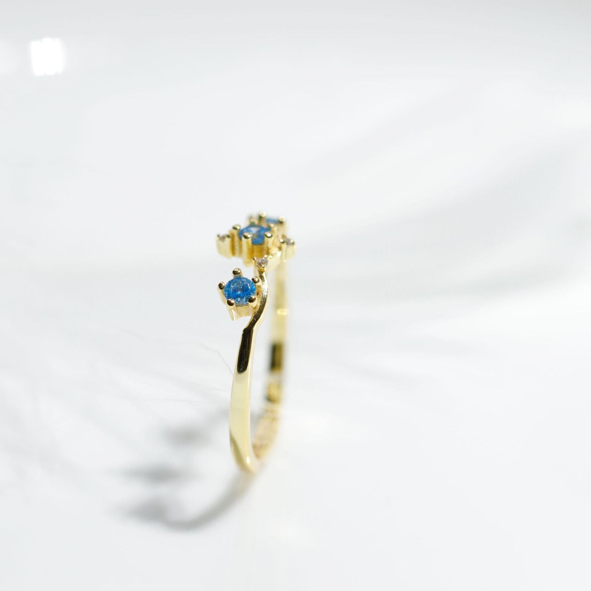 Light Luxury Moon Half Serenade Aquamarine S925 Silver Ring Female Retro  Hand Accessories Curren