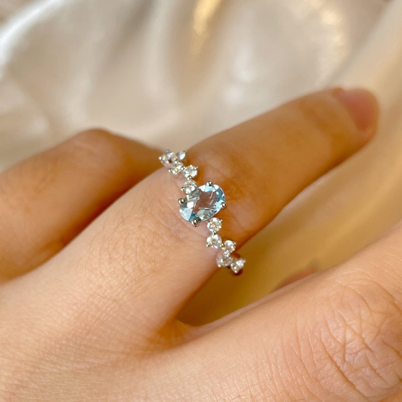 Women's Fashion Aquamarine Diamond Ring Curren