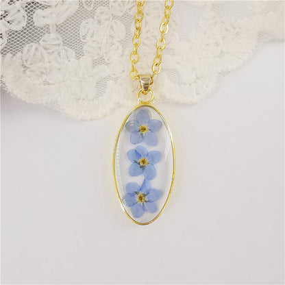 Women's New Eco-friendly Resin Real Dried Flower Necklace Curren