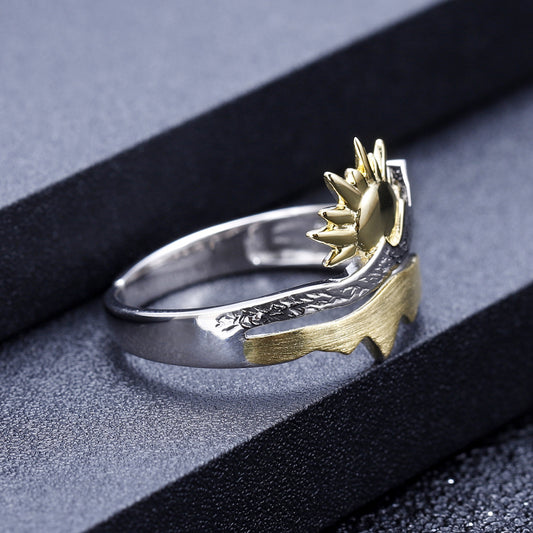 Nature Wind Sun Sunrise Premium Designer Adjustable Ring Curren