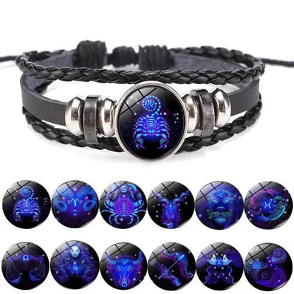 12 Constellation Zodiac Sign Charm Luminous Bracelets Men Women 