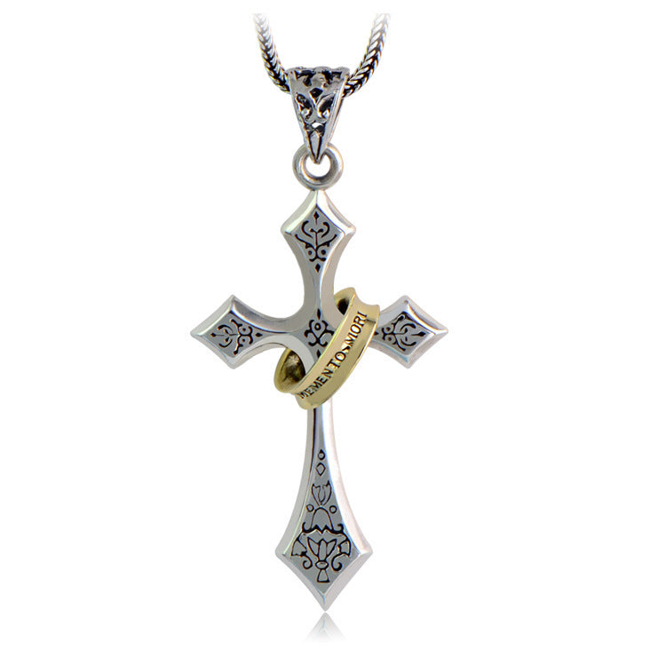 Sterling Silver Jesus Cross Personality Retro Men's And Women's Pendant Curren