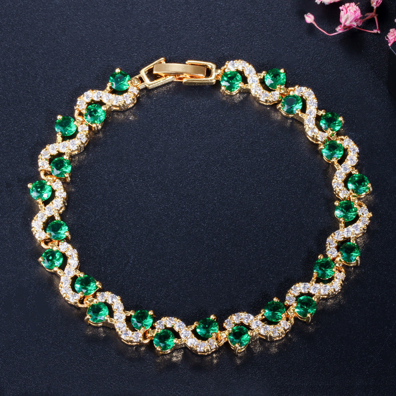Eco-friendly Copper Plating Gold Zircon Exquisite Bracelet Curren