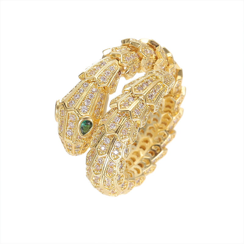 Brass Gold Plated Micro Set Diamond Bracelet Ring Set Curren