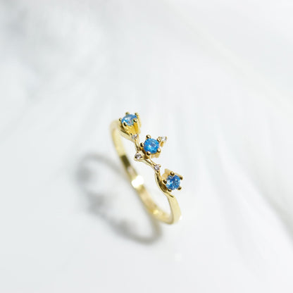 Light Luxury Moon Half Serenade Aquamarine S925 Silver Ring Female Retro  Hand Accessories Curren