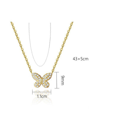 Butterfly Titanium Steel Full Diamond Exquisite Small And Versatile Simple Necklace Curren
