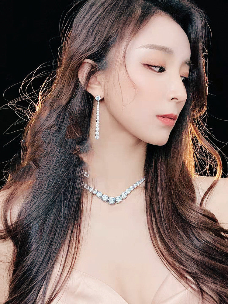 Moissanite 925 Sterling Silver Single Row Full Diamond Necklace For Women Curren