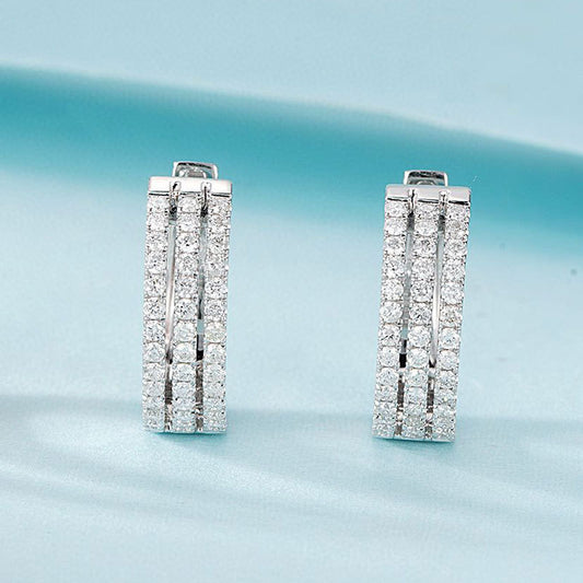18K White Gold Natural Diamond Earrings Curren