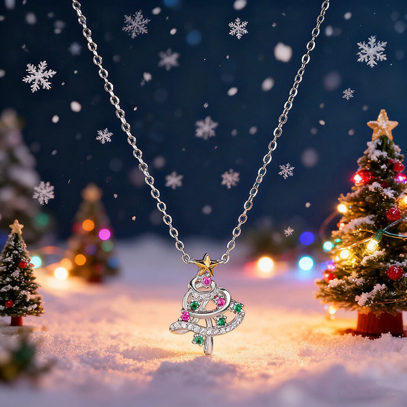 Two-tone Skirt Line Christmas Tree Necklace Curren