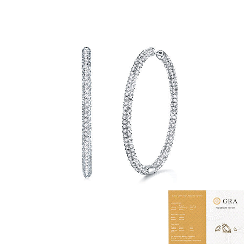 S925 Silver Fading Mosang Stone Earrings Curren