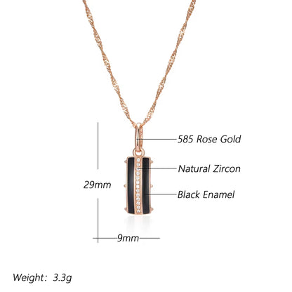 Hot Black Enamel Square Pendant Necklace Women