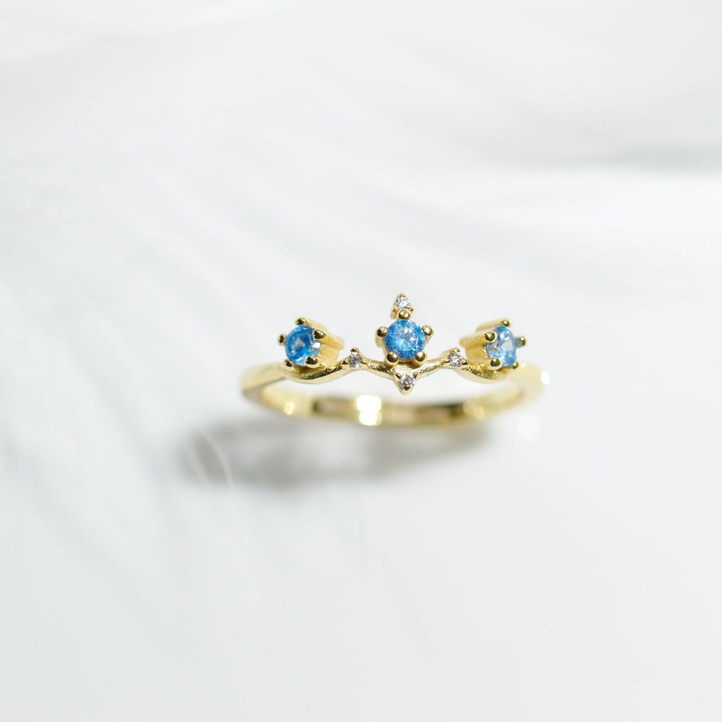 Light Luxury Moon Half Serenade Aquamarine S925 Silver Ring Female Retro  Hand Accessories Curren