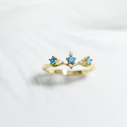 Light Luxury Moon Half Serenade Aquamarine S925 Silver Ring Female Retro  Hand Accessories Curren