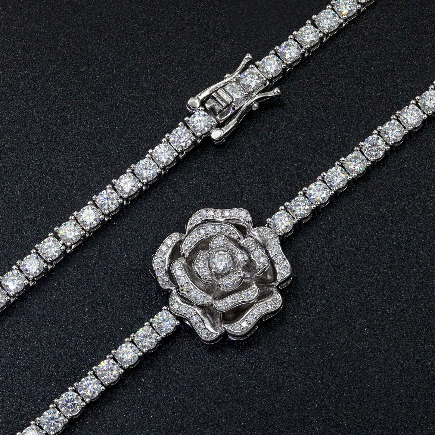 925 Silver Set Moissani Hip-hop Personalized Rose Necklace Curren