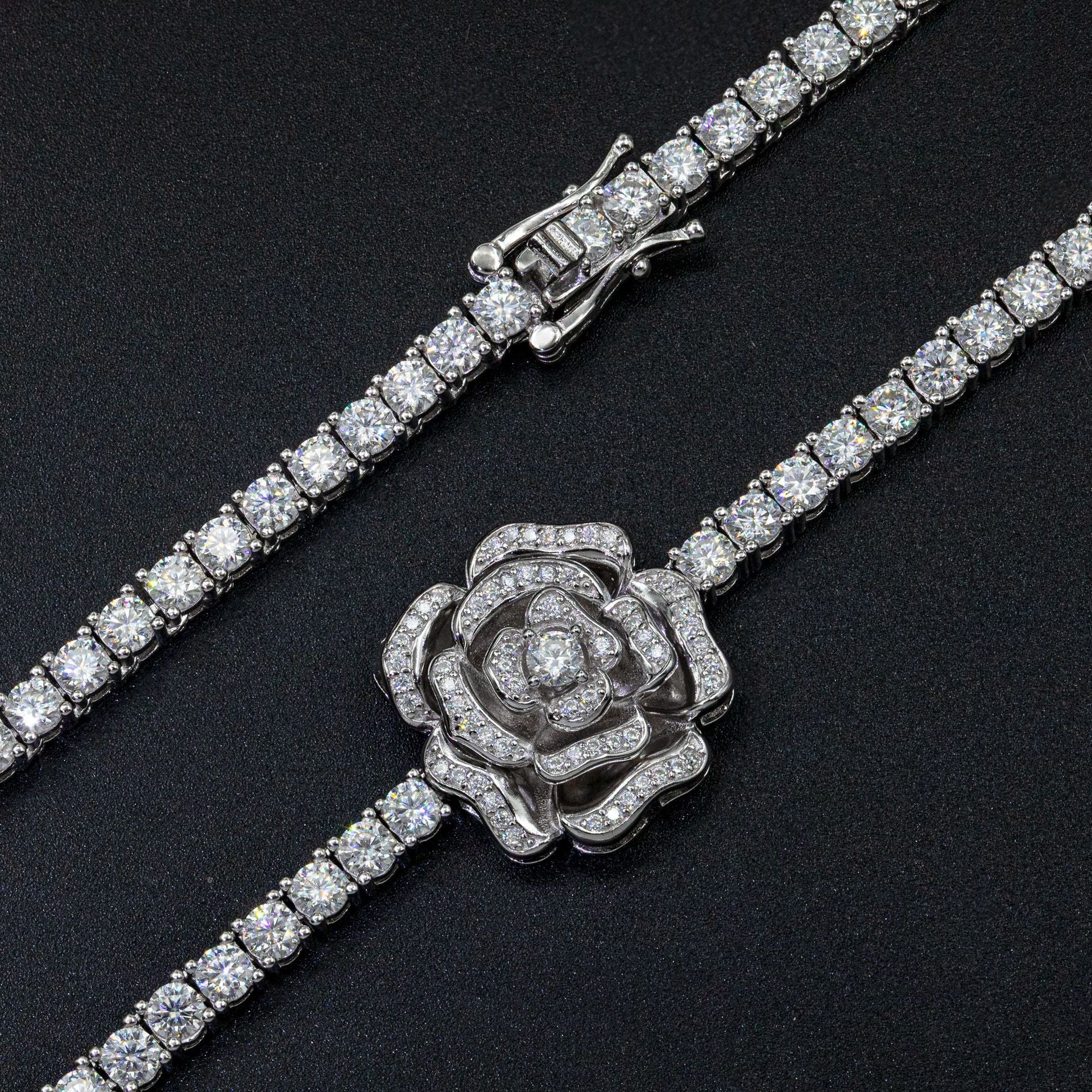 925 Silver Set Moissani Hip-hop Personalized Rose Necklace Curren