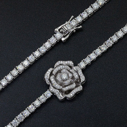 925 Silver Set Moissani Hip-hop Personalized Rose Necklace Curren