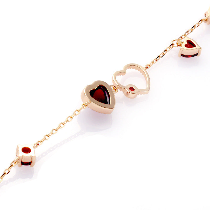 Ladies New Red Pomegranate Heart Bracelet Curren