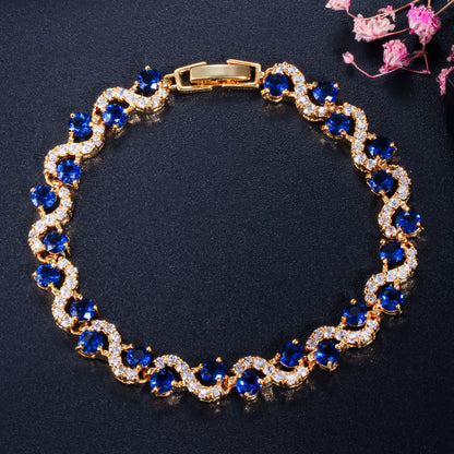 Eco-friendly Copper Plating Gold Zircon Exquisite Bracelet Curren
